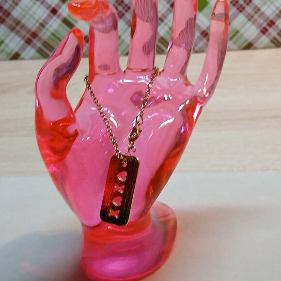 Gold Tone Metal Heart X Pendant with Small Bracelet Gold Tone Chain #14 - Picture 11 of 13